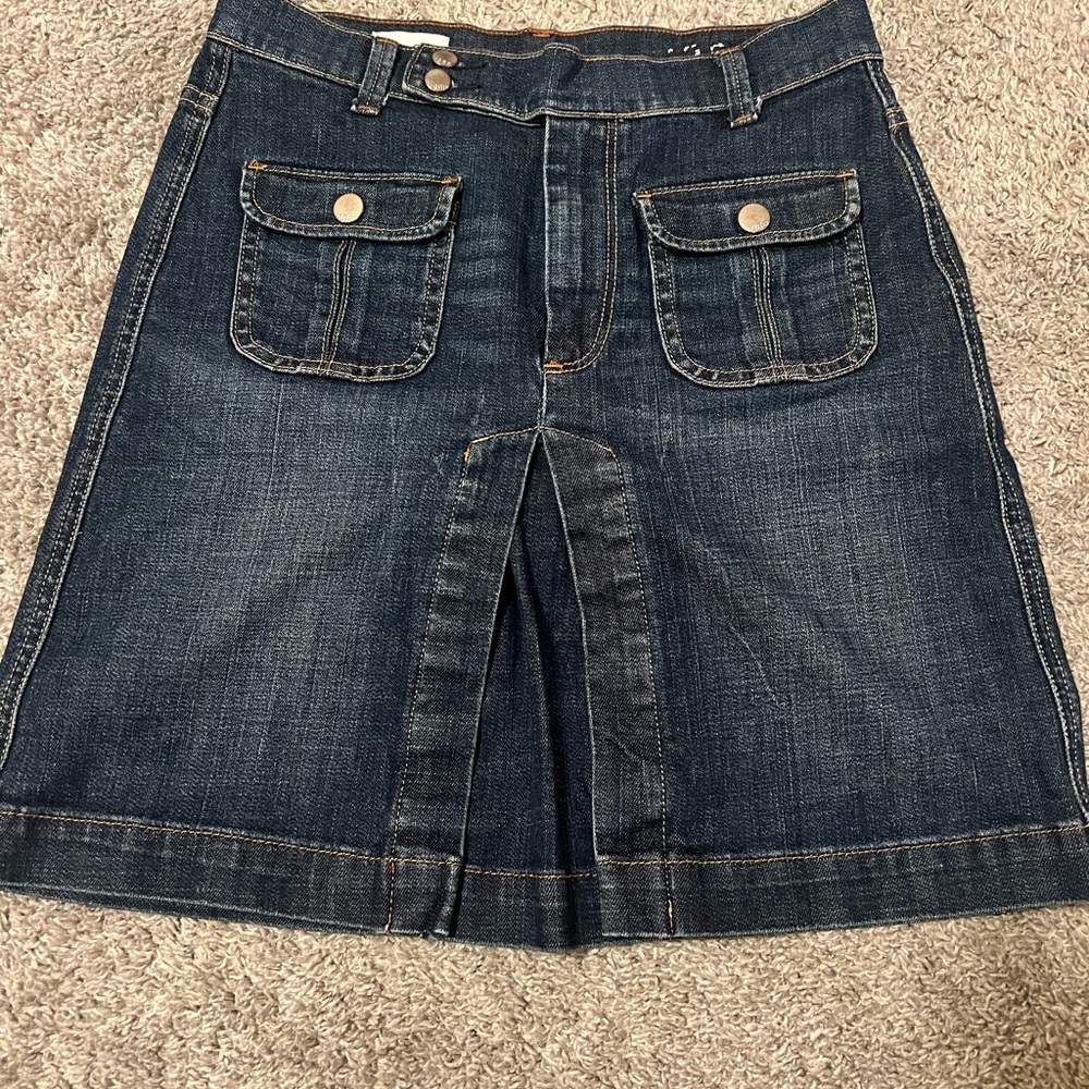 Denim Skirt with Front Pockets